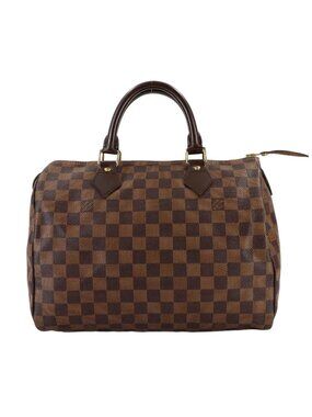 Louis Vuitton Damier Speedy 30 Hand Bag Ebene Brown Gold